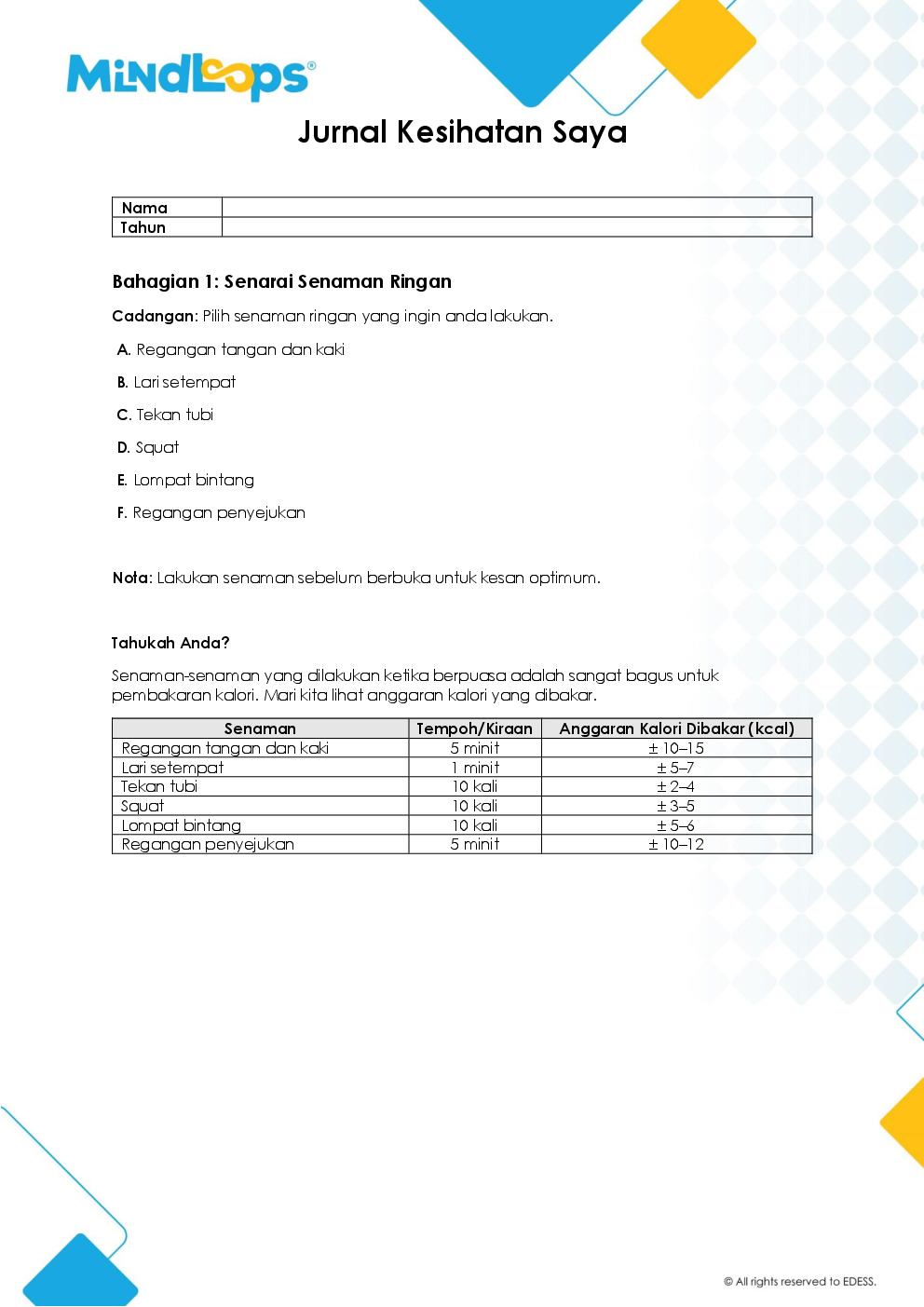 Jurnal Kesihatan Saya